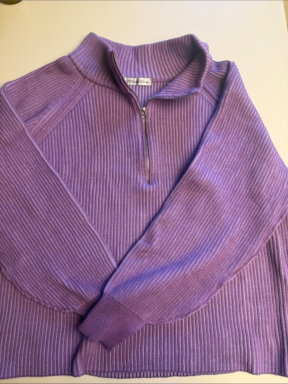 Zenana Half-Zip Ribbed Sweater L/XL